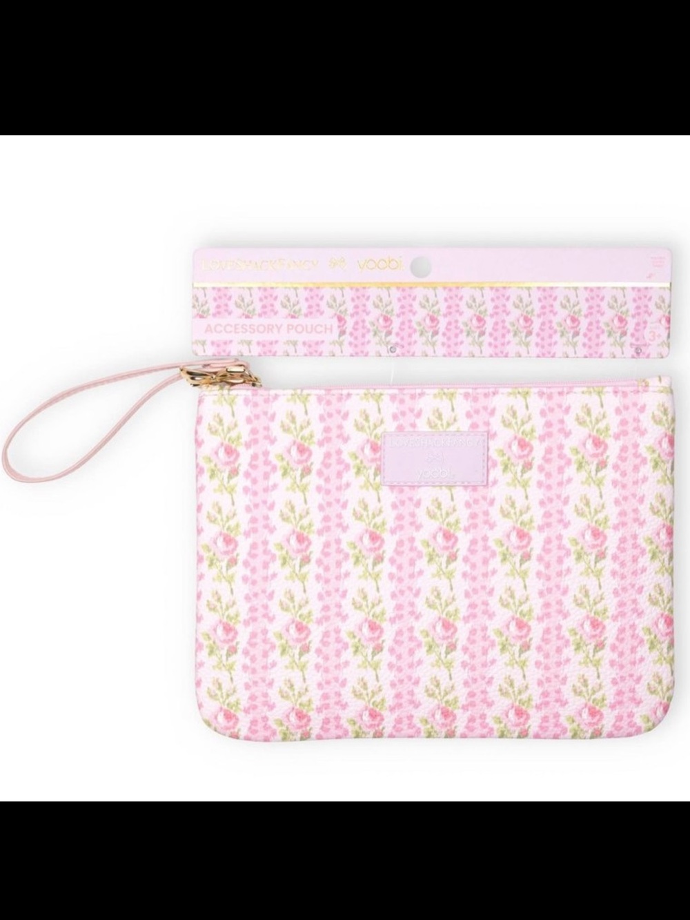 LoveShackFancy Pink Rose-Print Wristlet Pouch